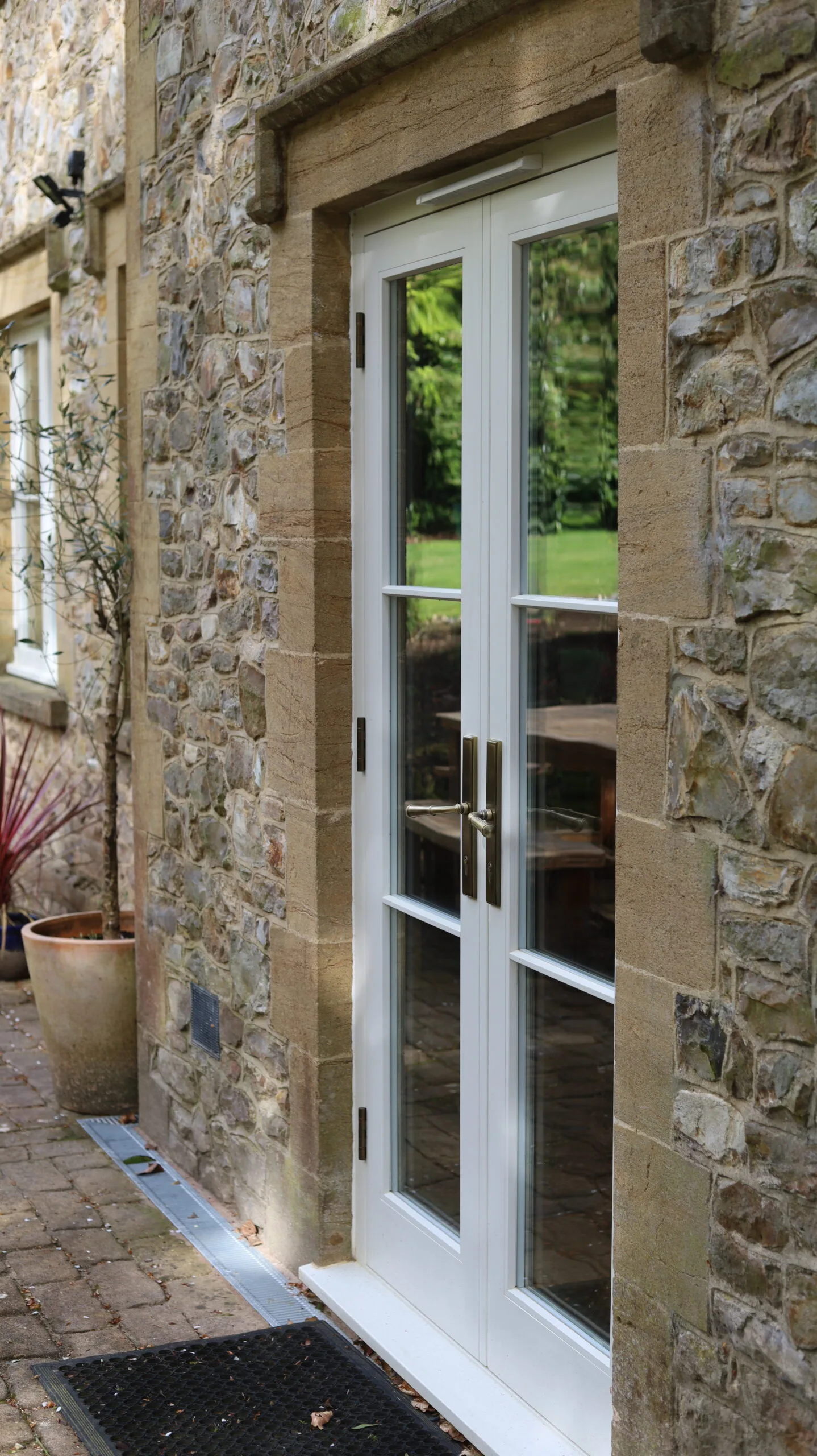 Bespoke French doors in joinery workshop