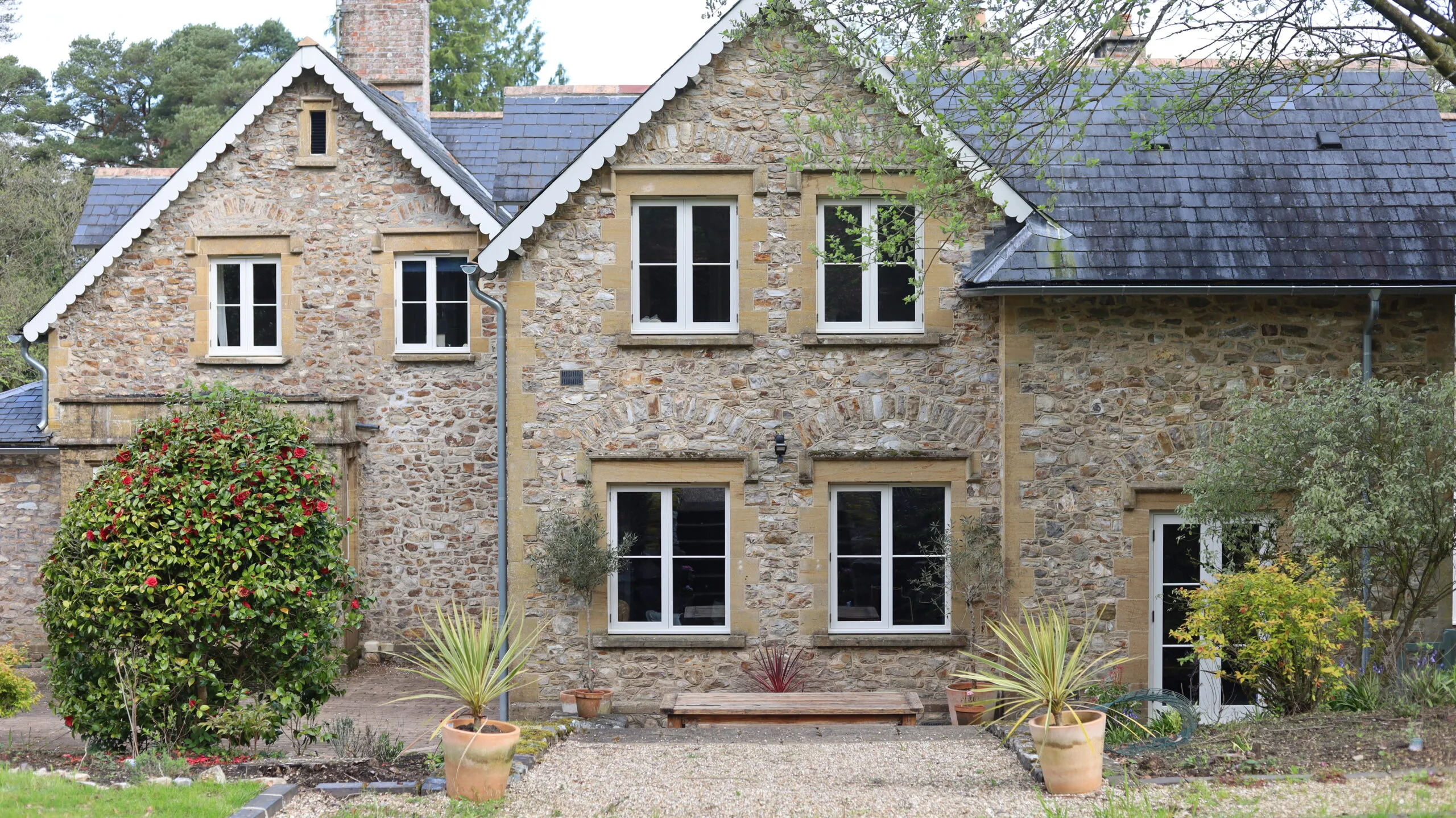 Bespoke timber window installed in stone opening