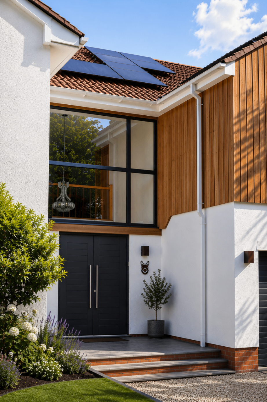 Lizanne entrance detail & contemporary extension